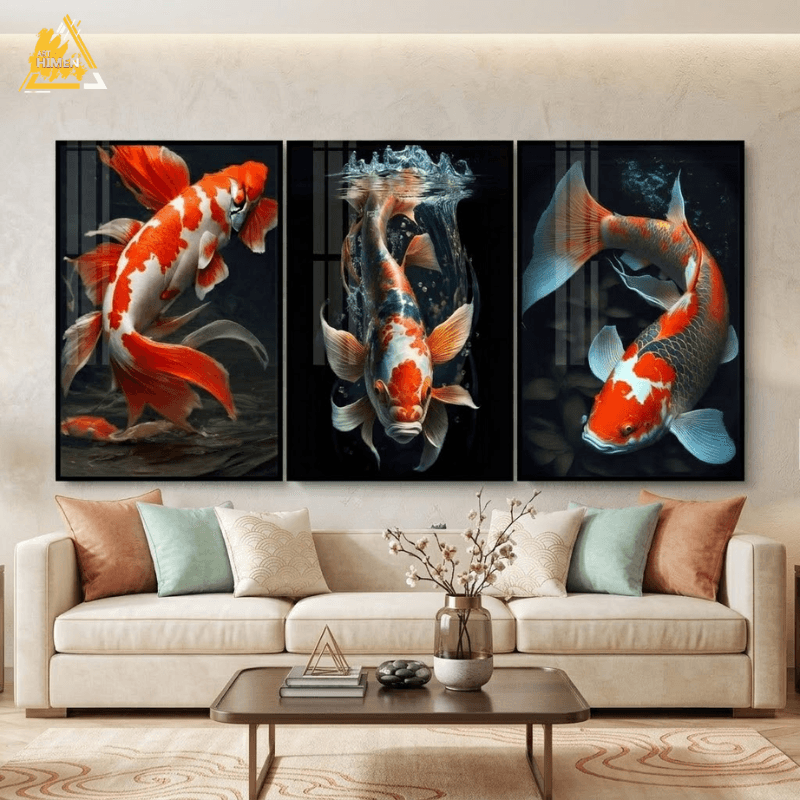 Crimson Koi Triptych (3-Piece Set)