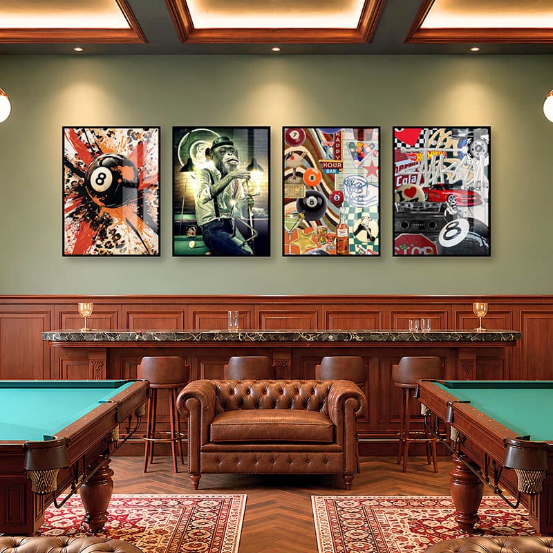 Pop-Art Billiards 4-Panel Wall Art