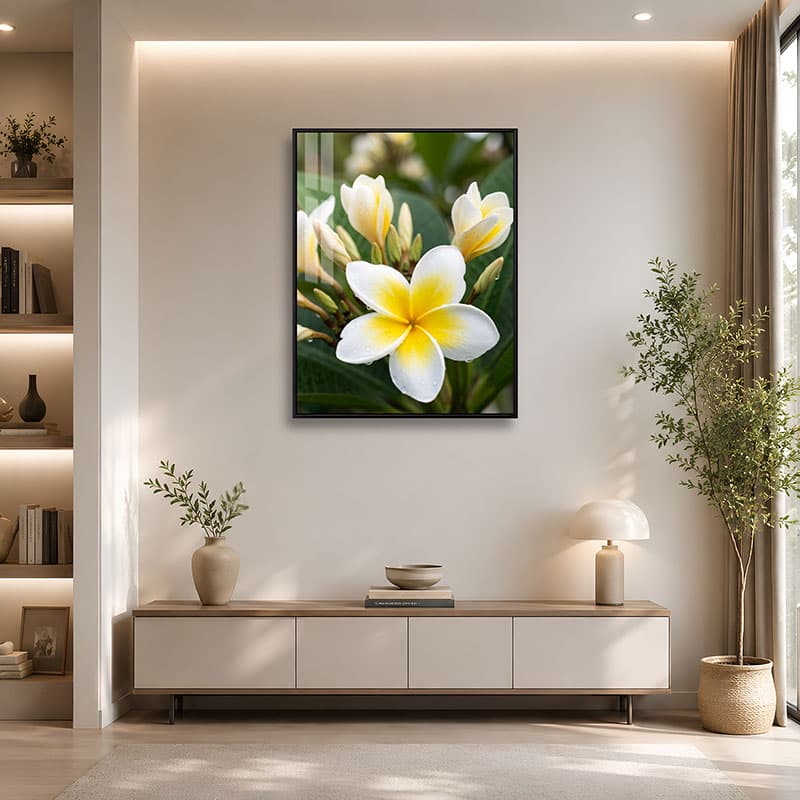 White Plumeria Wall Art